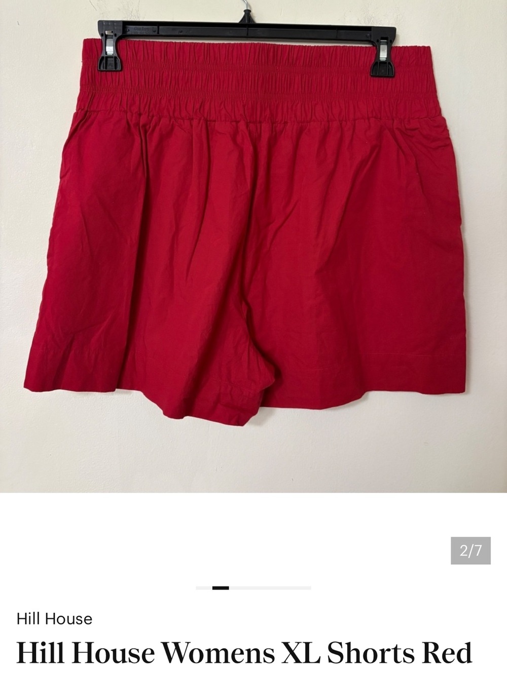 Hill House Red High-Waist Smocked Shorts